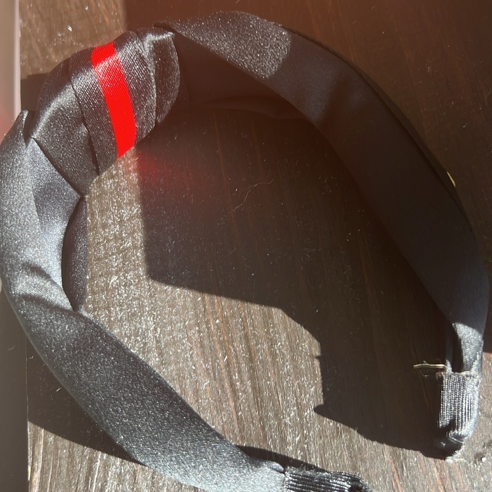 Satin Headband black red with gold bee, - Picture 3 of 3